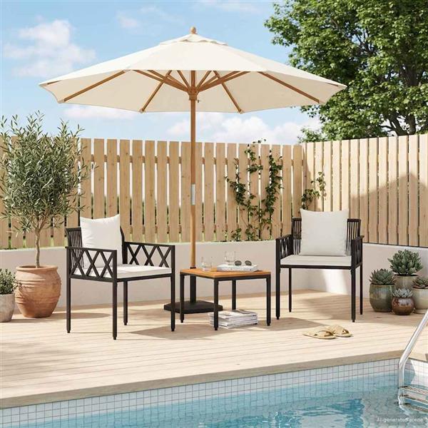 Grote foto vidaxl tuinmeubelset 3 st zwart en cream wit poly rattan tuin en terras tuinmeubelen