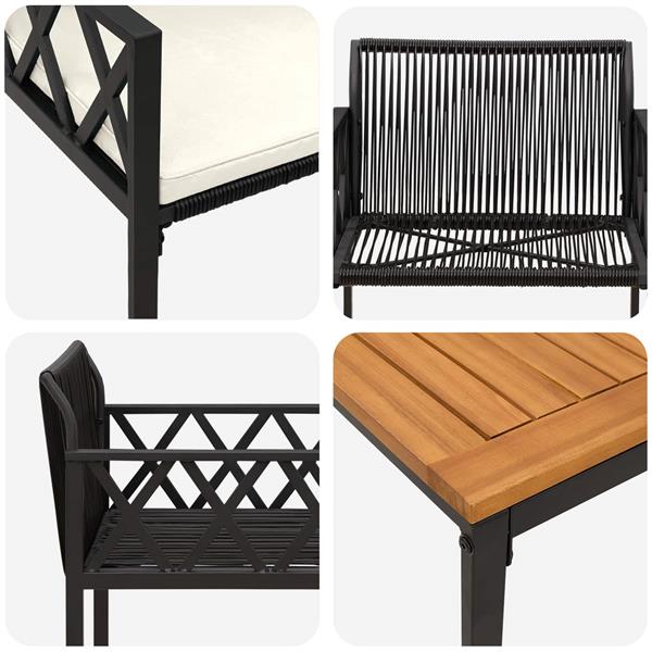 Grote foto vidaxl tuinmeubelset 3 st zwart en cream wit poly rattan tuin en terras tuinmeubelen