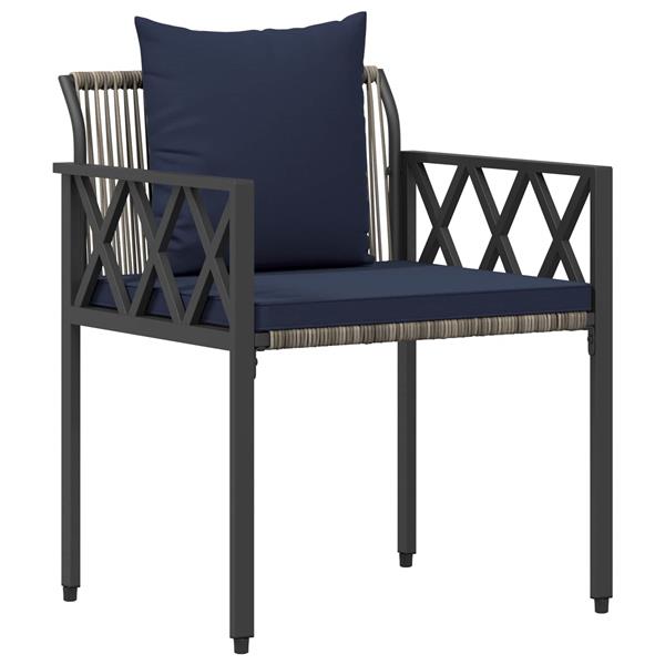 Grote foto vidaxl tuinmeubelset 4 st grijs en marineblauw poly rattan tuin en terras tuinmeubelen