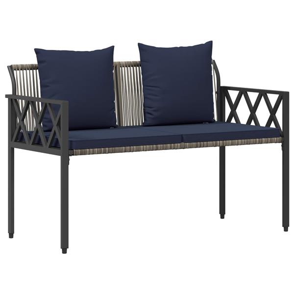Grote foto vidaxl tuinmeubelset 4 st grijs en marineblauw poly rattan tuin en terras tuinmeubelen