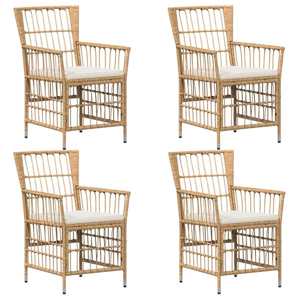 Grote foto vidaxl tuinstoelen 4 st naturel pe rattan staal en polyester stof tuin en terras tuinmeubelen