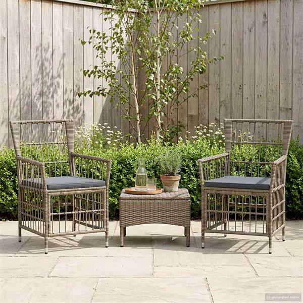 Grote foto vidaxl tuinstoelen 2 st grijs pe rattan staal en polyester stof tuin en terras tuinmeubelen