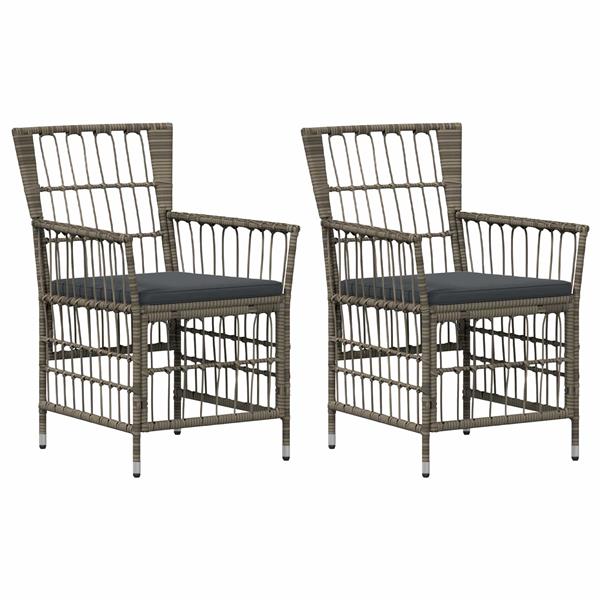 Grote foto vidaxl tuinstoelen 2 st grijs pe rattan staal en polyester stof tuin en terras tuinmeubelen
