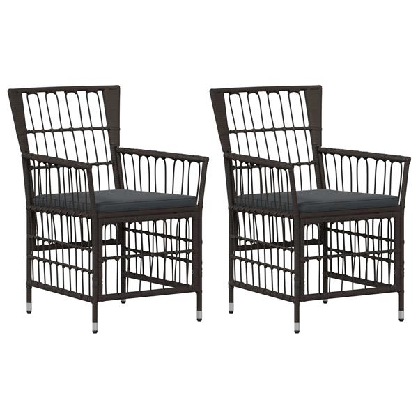 Grote foto vidaxl tuinstoelen 2 st zwart pe rattan staal en polyester stof tuin en terras tuinmeubelen