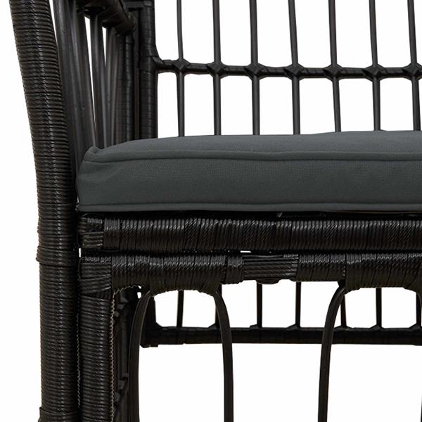 Grote foto vidaxl tuinstoelen 2 st zwart pe rattan staal en polyester stof tuin en terras tuinmeubelen