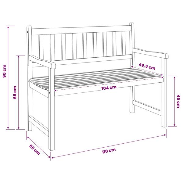 Grote foto vidaxl tuinbank 2 aantal zitplaatsen 110 x 55 x 90 cm tuin en terras tuinmeubelen