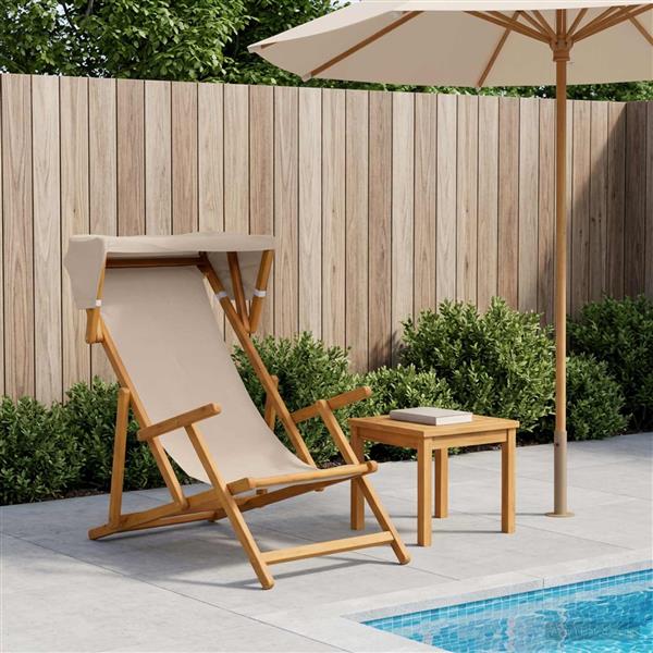 Grote foto vidaxl ligstoel 3 positie massief eucalyptushout beige tuin en terras tuinmeubelen