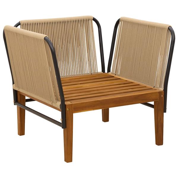 Grote foto vidaxl tuinstoel met kussens massief acaciahout touw naturel tuin en terras tuinmeubelen