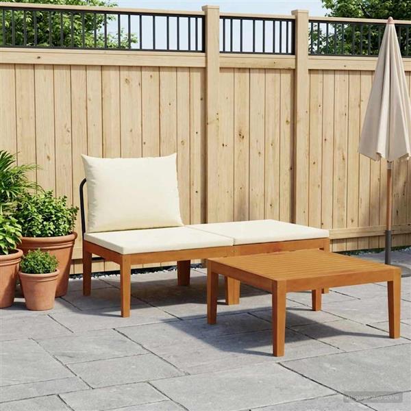 Grote foto vidaxl 3 st tuin loungeset met kussens massief acaciahout touw tuin en terras tuinmeubelen