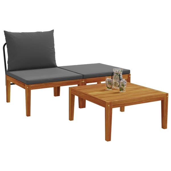 Grote foto vidaxl 3 st tuin loungeset met kussens massief acaciahout touw tuin en terras tuinmeubelen