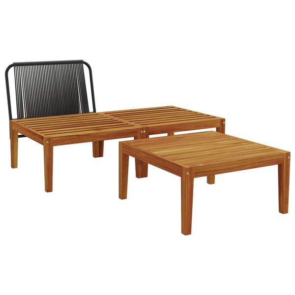Grote foto vidaxl 3 st tuin loungeset met kussens massief acaciahout touw tuin en terras tuinmeubelen