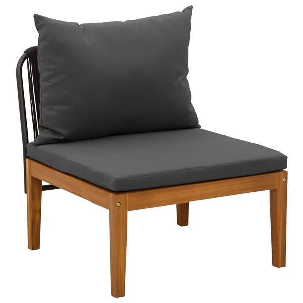 Grote foto vidaxl 3 st tuin loungeset met kussens massief acaciahout touw tuin en terras tuinmeubelen