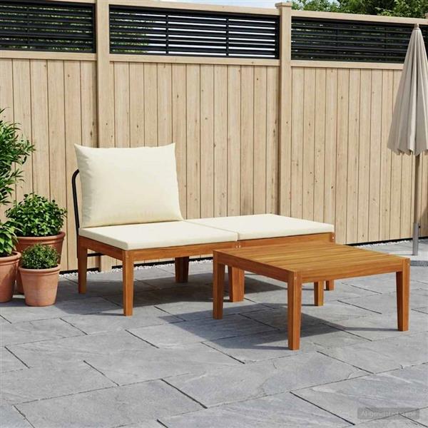 Grote foto vidaxl 3 st tuin loungeset met kussens massief acaciahout touw tuin en terras tuinmeubelen