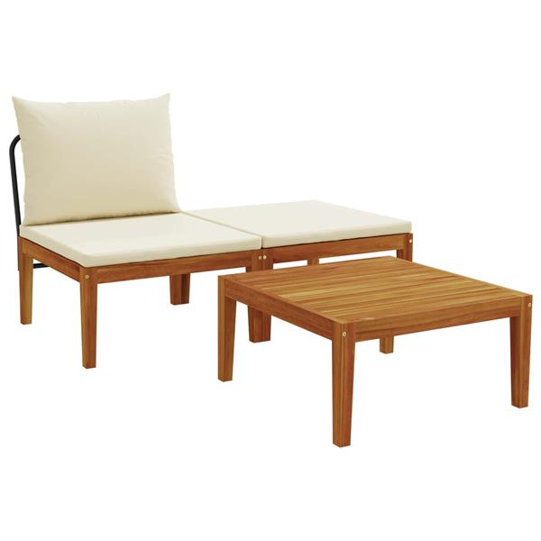 Grote foto vidaxl 3 st tuin loungeset met kussens massief acaciahout touw tuin en terras tuinmeubelen