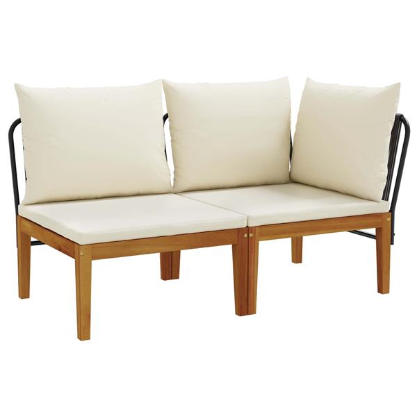 Grote foto vidaxl 2 st tuin loungeset met kussens massief acaciahout touw tuin en terras tuinmeubelen