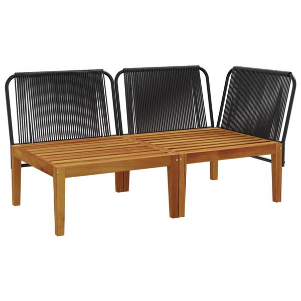Grote foto vidaxl 2 st tuin loungeset met kussens massief acaciahout touw tuin en terras tuinmeubelen