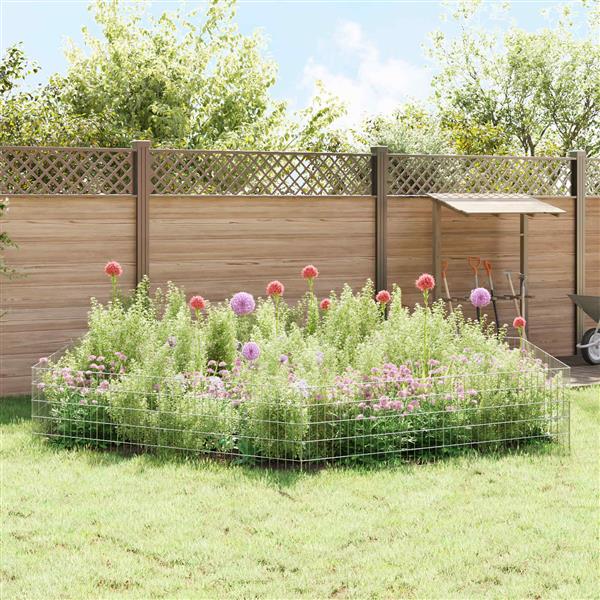 Grote foto vidaxl tuin omheining met palen 12 st 95 x 50 cm gegalvaniseerd staal tuin en terras hekken en schuttingen