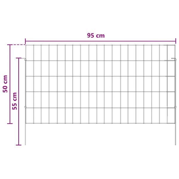 Grote foto vidaxl tuin omheining met palen 12 st 95 x 50 cm gegalvaniseerd staal tuin en terras hekken en schuttingen