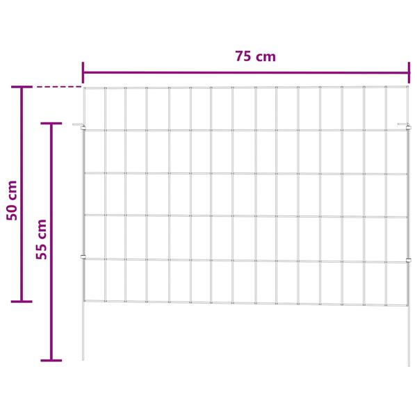 Grote foto vidaxl tuin omheining met palen 12 st 75 x 50 cm gegalvaniseerd staal tuin en terras hekken en schuttingen
