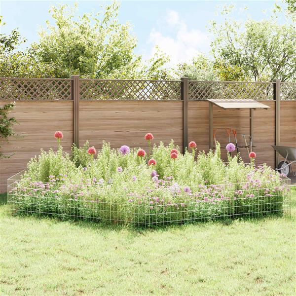 Grote foto vidaxl tuin omheining met palen 12 st 55 x 50 cm gegalvaniseerd staal tuin en terras hekken en schuttingen