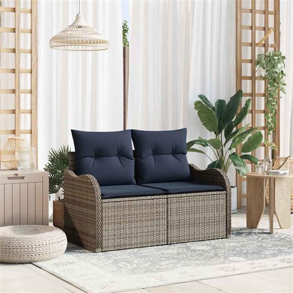 Grote foto vidaxl tuinbank met kussen 121 x 62 x 69 cm poly rattan tuin en terras tuinmeubelen