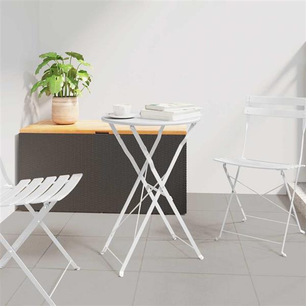 Grote foto vidaxl bistrotafel wit 50 x 71 cm poedercoating staal tuin en terras tuinmeubelen