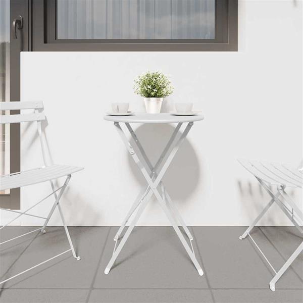 Grote foto vidaxl bistrotafel wit 50 x 71 cm poedercoating staal tuin en terras tuinmeubelen