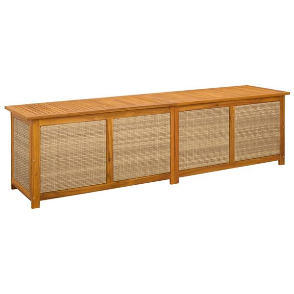 Grote foto vidaxl tuinopslagdoos 185 l massief acaciahout 200 x 50 x 56 cm beige tuin en terras overige tuin en terras