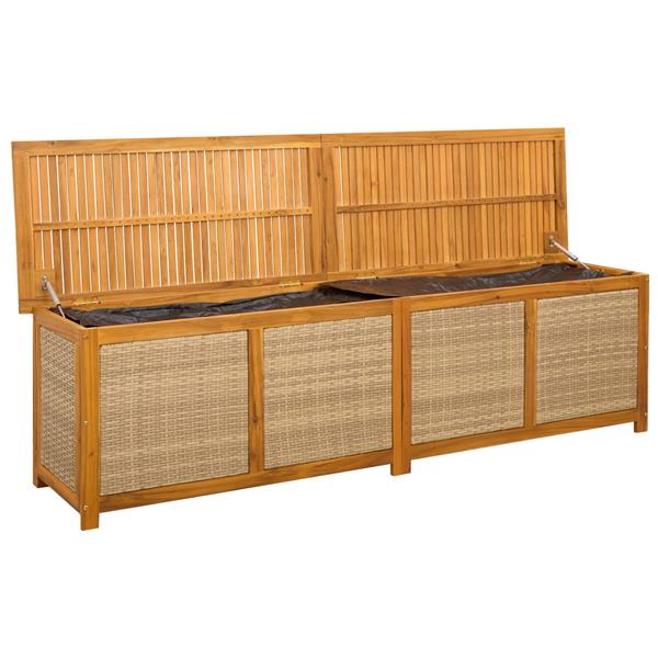 Grote foto vidaxl tuinopslagdoos 185 l massief acaciahout 200 x 50 x 56 cm beige tuin en terras overige tuin en terras