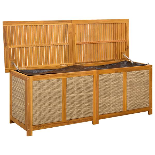 Grote foto vidaxl tuinopslagdoos 185 l massief acaciahout 150 x 50 x 56 cm beige tuin en terras overige tuin en terras
