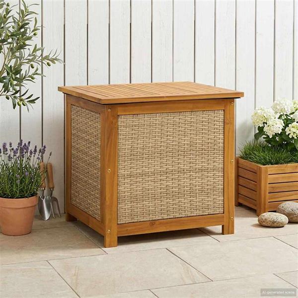 Grote foto vidaxl tuinopslagdoos 185 l massief acaciahout 60 x 50 x 56 cm beige tuin en terras overige tuin en terras
