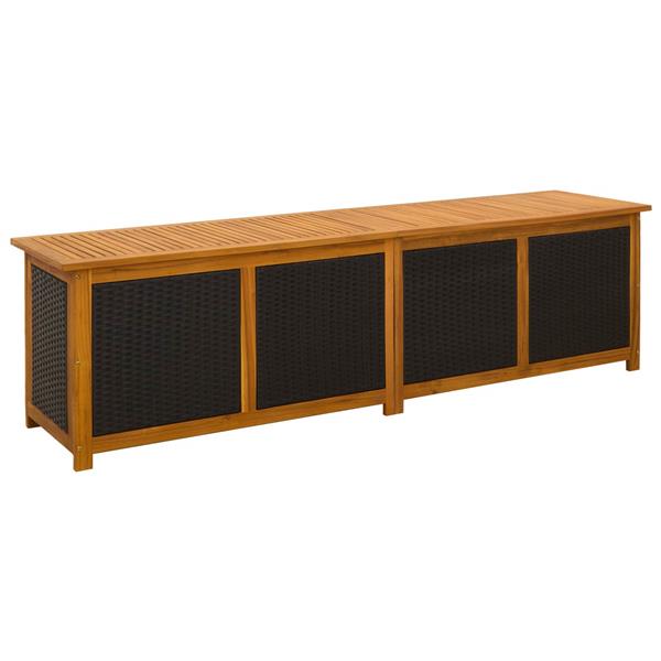 Grote foto vidaxl tuinopslagdoos 185 l massief acaciahout 200 x 50 x 56 cm zwart tuin en terras overige tuin en terras
