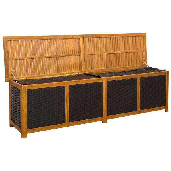 Grote foto vidaxl tuinopslagdoos 185 l massief acaciahout 200 x 50 x 56 cm zwart tuin en terras overige tuin en terras