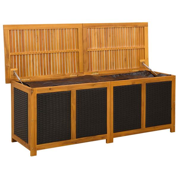 Grote foto vidaxl tuinopslagdoos 243 l massief acaciahout 150 x 50 x 56 cm zwart tuin en terras overige tuin en terras