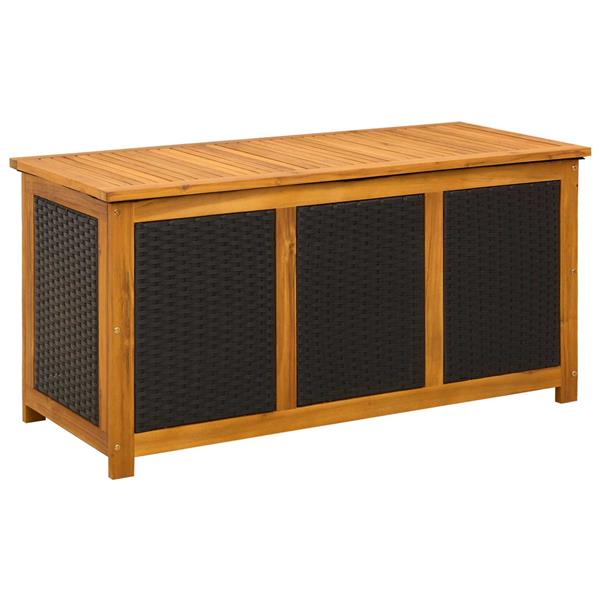 Grote foto vidaxl tuinopslagdoos 185 l massief acaciahout 113 x 50 x 56 cm zwart tuin en terras overige tuin en terras