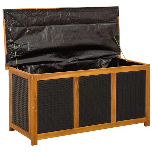 Grote foto vidaxl tuinopslagdoos 185 l massief acaciahout 113 x 50 x 56 cm zwart tuin en terras overige tuin en terras