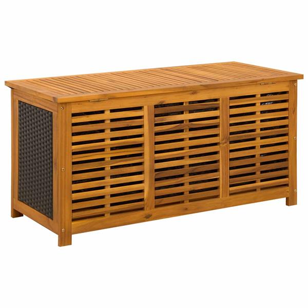 Grote foto vidaxl tuinopslagdoos 185 l massief acaciahout 113 x 50 x 56 cm zwart tuin en terras overige tuin en terras