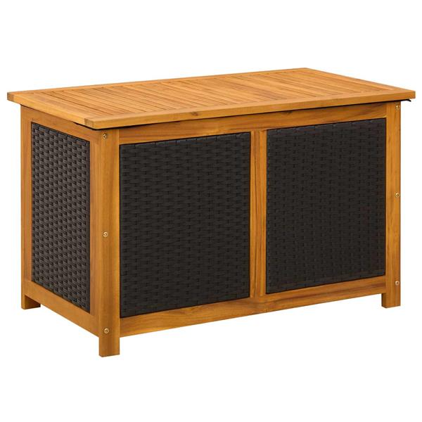 Grote foto vidaxl tuinopslagdoos 185 l massief acaciahout 90 x 50 x 56 cm zwart tuin en terras overige tuin en terras
