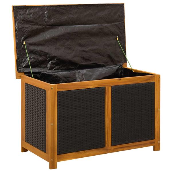 Grote foto vidaxl tuinopslagdoos 185 l massief acaciahout 90 x 50 x 56 cm zwart tuin en terras overige tuin en terras