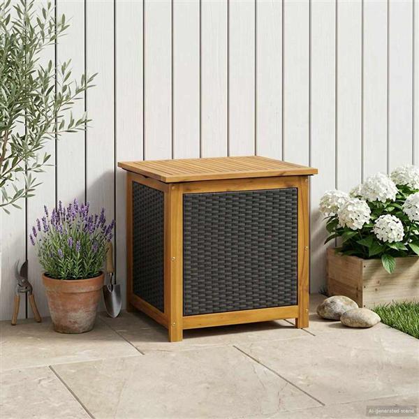 Grote foto vidaxl tuinopslagdoos 185 l massief acaciahout 60 x 50 x 56 cm zwart tuin en terras overige tuin en terras