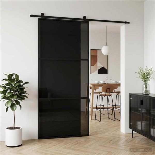 Grote foto vidaxl schuifdeur 102 x 205 cm gelaagd glas en aluminium doe het zelf en verbouw deuren en horren