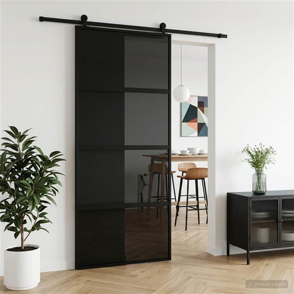Grote foto vidaxl schuifdeur 90 x 205 cm gehard glas en aluminium doe het zelf en verbouw deuren en horren