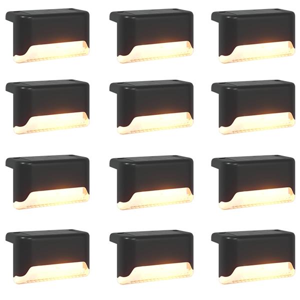 Grote foto vidaxl buitenzonne lampen met grondpin 12 st warmwit 4 5 cm abs en ps tuin en terras verlichting