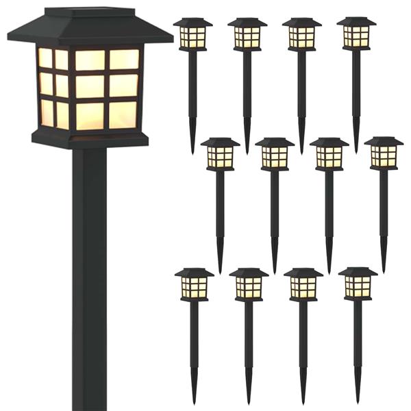 Grote foto vidaxl buitenzonne lampen met grondpin 12 st warmwit 38 5 cm pp tuin en terras verlichting