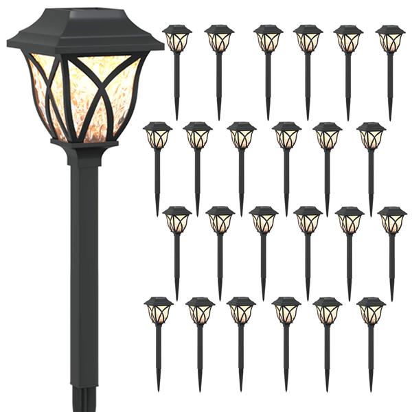 Grote foto vidaxl buitenzonne lampen met grondpin 24 st warmwit 42 cm pp tuin en terras verlichting