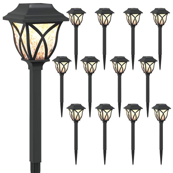 Grote foto vidaxl buitenzonne lampen met grondpin 12 st warmwit 42 cm pp tuin en terras verlichting