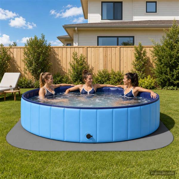 Grote foto vidaxl zwembad grondmat 49 st 408 cm rond eva schuim grijs tuin en terras zwembaden toebehoren