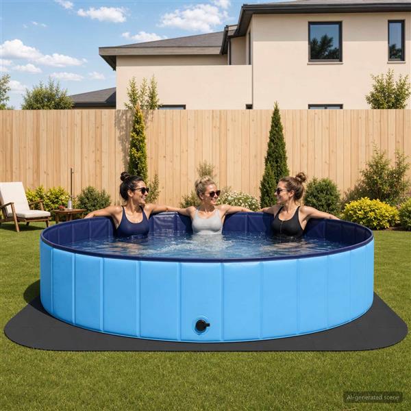Grote foto vidaxl zwembad grondmat 49 st 408 cm rond eva schuim zwart tuin en terras zwembaden toebehoren