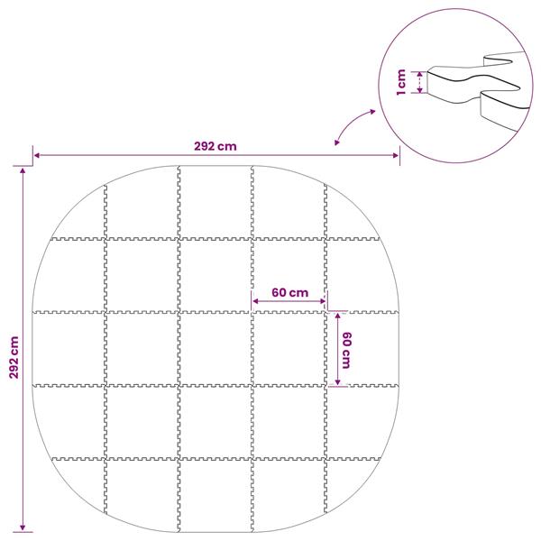 Grote foto vidaxl zwembad grondmat 25 st 292 cm rond eva schuim grijs tuin en terras zwembaden toebehoren