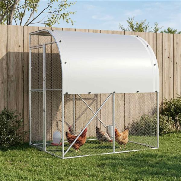Grote foto vidaxl kippenhok zilver 200 x 200 x 215 cm gegalvaniseerd staal dieren en toebehoren hokken en kooien